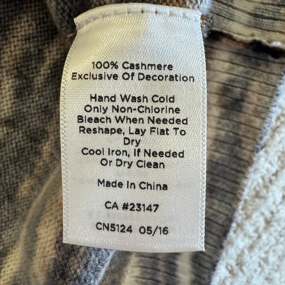NWT Talbots Pure Cashmere Audrey Tiger Stripe Animal Print 3/4 Sleeve Sweater L - Picture 8 of 9
